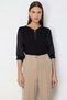 Collar Stone Embellished Mix Fabric Blouse - 2