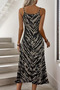 New Season Women's Strappy V-Neck Patterned Long Single Jersey Summer Dress - 4