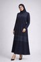 Women's Front Patterned Stone Detailed Plain Textured Dress - 6