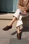 Calzaro Women's Brown Stone Fishnet Detail Imported Ballet Flats Sandals