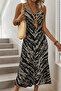 New Season Women's Strappy V-Neck Patterned Long Single Jersey Summer Dress - 2