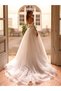 Pool Necklace Strapless Corseted Bodice with Balens Size French Lace and Silvery Design Wedding Dress - 3