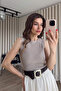 Mink Back Lace Detailed Low-Cut Knitwear Blouse
