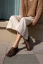 Calzaro Women's Brown Stone Fishnet Detail Imported Ballet Flats Sandals - 3
