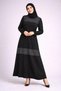 Women's Front Patterned Stone Detailed Plain Textured Dress - 3