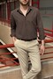 Men'S, Shirt Collar, Regular Fit, Cotton, Linen Woven, Old Money Culture, Embroidery Detailed Shirt G10