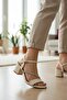 Women's Stoned Cross-Strapped Thick Heeled Ankle Strap Sandals - 2