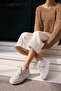 Lussaro Women's Beige Genuine Leather Suede Eva 5 cm Sole Sneaker