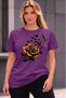 Women's Oversize T-Shirt Yellow Rose Printed 100% Cotton T-Shirt Comfortable Fit
