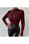 Women's Ribbed Knitwear Sweater Turtleneck Long Sleeve Slim Fit Stylish Basic Sweater Black Plum - 2