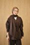 Women's Hidden Button Detail V-Neck Suit Brown - 3
