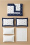 Maison Floral Embroidered and Ribbed 100% Cotton 6 Piece Double Blue Duvet Cover Set - 6