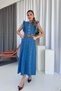 Shoulder Ruffle Detailed Denim Women's Belted Dress - 5