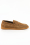 Genuine Suede Leather Tobacco Color Loafer Men's Shoes - Rubber Sole - 264550