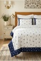 Maison Floral Embroidered and Ribbed 100% Cotton 6 Piece Double Blue Duvet Cover Set - 3