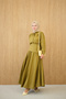 Women's Hidden Button Belted Waist Shirt Collar Suit in Fat Green - 2