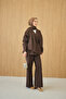 Women's Hidden Button Detail V-Neck Suit Brown - 2