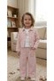 Girls' Handmade Flower-Detail 3-Piece Linen Set: Jacket, Pants and T-Shirt