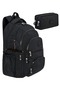 Ultra Luxury Unisex Crinkle High School, Middle School Backpack and Double Compartment Pen Holder, Keychain Gift