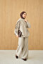 Women's Hidden Button Detail V-Neck Suit Cream - 4