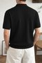Men's Buttoned Polo Collar T-Shirt Short Sleeve Ribbed Cotton Knitwear - 3