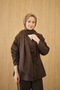 Women's Hidden Button Detail V-Neck Suit Brown - 5