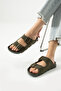 Khaki Summer Women's Double Buckle Soft and Comfortable Slippers - 2