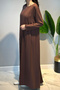 Combed Cotton Ribbed Detailed Dress 13286 Brown - 5