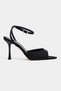 Tania Black Satin Ankle Belt Detailed Women's Thin Heeled Shoes - 5