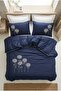Azalea Flower Embroidered, Ribbed and 100% Cotton 6 Piece Double Luxury Duvet Cover Set - 2