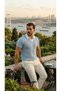 Men's Knitted Cotton Polo T-Shirt with Knitted Detail - 6