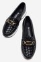 Women's Buckle-Strapped Braided Casual Shoes Black White - 7