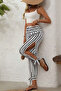 New Season Women's High Waist Patterned Cuffed Trousers with Side Slits in Single Jersey Fabric