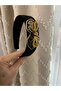 Handmade Crown with Gold Cord and Crystal Stone Embellishments on Black Suede - 2