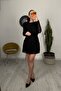 Lace Lined Short Dress Black - 6
