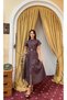 Women's Brown Polka Dot Belted Midi Length Buttoned Shirt Collar Dress