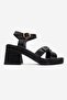 Women's Cross-Strapped Heeled Sandals Black - 2