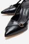 Women's Buckle Open Back Thin Heel Pointed Toe High Heel Shoes Black Wrinkled - 3