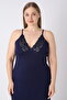 Women's Lace Detailed V-Neck Adjustable Strap Ring Viscose Nightgown Comfortable Fit Stylish and Comfortable - 3