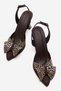Carnıyarık Heeled Sandals with Heel and Bowtie Stones Brown Zra - 5
