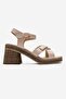 Women's Cross-Strapped Heeled Sandals Beige - 2