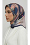 Flower-Patterned Rayon Scarf - Black / Salmon - 2