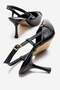 Women's Buckle Open Back Thin Heel Pointed Toe High Heel Shoes Black Wrinkled - 4