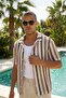 Men's Jacquard Brown-Tile Short Sleeve Knitwear Shirt Ls-19229 - 3