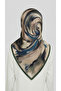 Flower-Patterned Rayon Scarf - Green / Cream