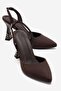 Women's Stoned Heeled Sandals with High Heels; Brown Zra