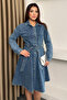 Women's Belted Buttoned Denim Dress – Timeless Fit