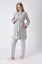 Floral Patterned Maternity Dressing Gown & Pajama Set of 3 - Breastfeeding Compatible Set for Expecting Mothers - 2