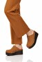 Tan High Sole Closed Front Women's Heeled Slippers 322220 Z - 2