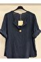 Women's Black Italian Open Collar Half Sleeve Oversize Blouse 40 - 44 Size - 2
